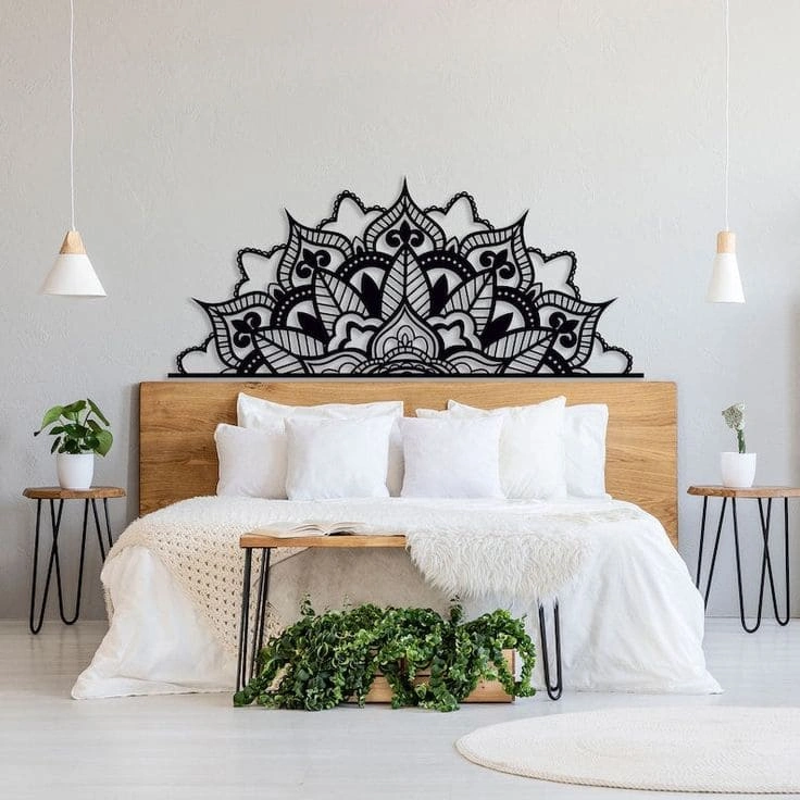 Cabecera Decorativa Mandalas Metal Negro
