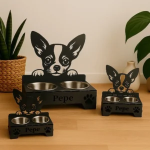 Plato Comida Mascota Chihuahua Metal