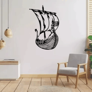 Cuadro Decorativo de Metal con Diseño barco vikingo |Interior y Exterior | Estilo Industrial