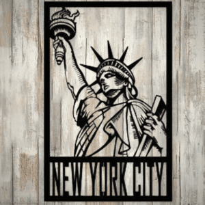 Cuadro Decorativo de Metal con Diseño estatua libertad