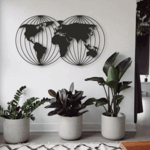 Cuadro Decorativo de Metal con Diseño mapa del mundo husos horarios