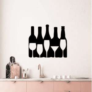 Cuadro Decorativo de Metal con Diseño botellas de vino