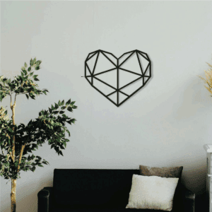 Cuadro Decorativo de Metal con Diseño Corazon geometrico | Interior y Exterior | Estilo Industrial