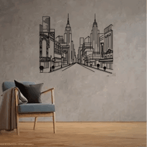 Cuadro Decorativo de Metal con Diseño ciudad antigua | Interior y Exterior | Estilo Industrial