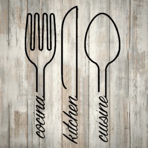 Cuadro Decorativo de Metal con Diseño cubiertos con nombres | Interior y Exterior | Estilo Industrial