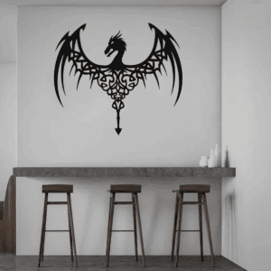 Cuadro Decorativo de Metal con Diseño dragon alas grandes