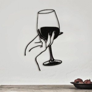 Cuadro Decorativo de Metal con Diseño Copa de vino