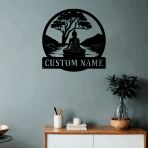 Inicio 14 Cuadro Decorativo de Metal con Diseño buda nombre personalizable |Interior y Exterior | Estilo Industrial