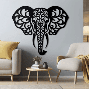 Cuadro Decorativo de Metal con Diseño elefante geometrico