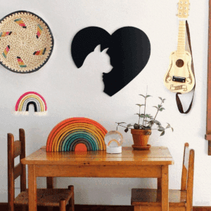 Inicio 14 Cuadro Decorativo de Metal con Diseño gato corazon