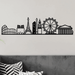 Cuadro Decorativo de Metal con Diseño Monumentos París | Interior y Exterior | Estilo Industrial