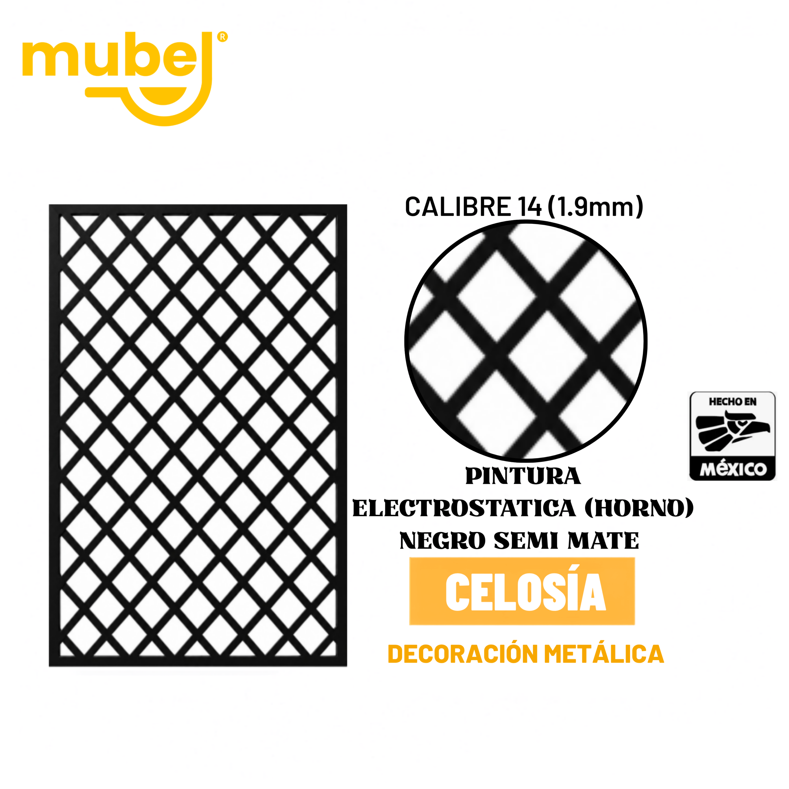Celosía metálica MUBEL — M1 Celosía metálica MUBEL diseño M1 en negro semimate